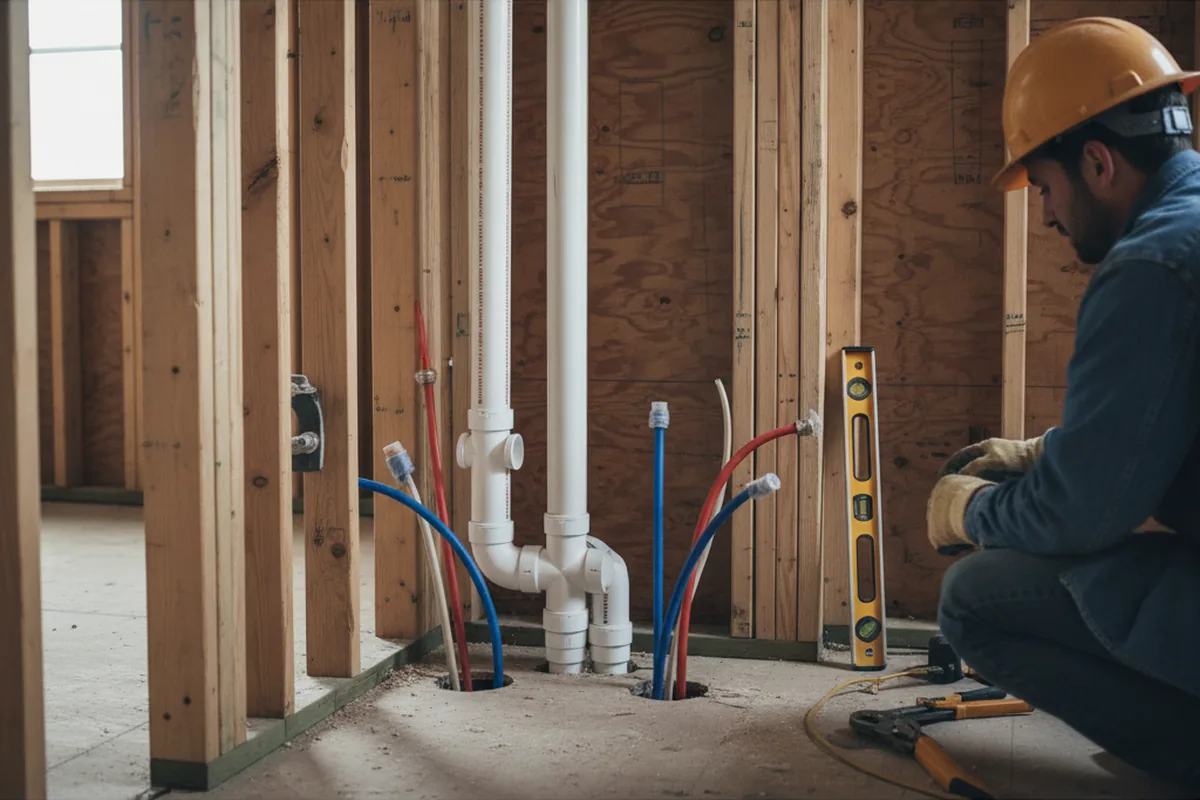 Drain and supply rough-in during Toilet Repair and Installation in Whiting