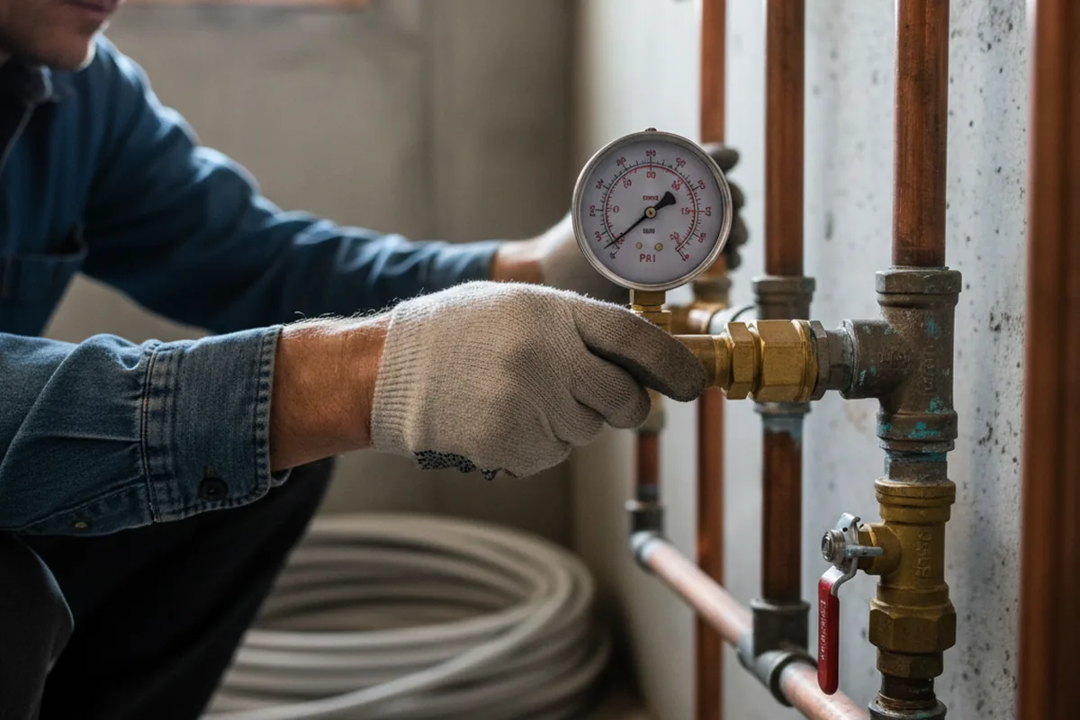 Pressure testing a repaired line during Water Line Repair in Whiting